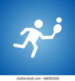 Table Tennis Player Icon on blue color.