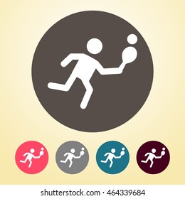 Table Tennis Player Icon in round shape.