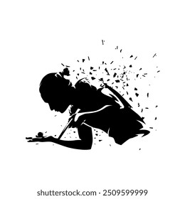 Table tennis player, isolated vector silhouette, woman playing ping pong