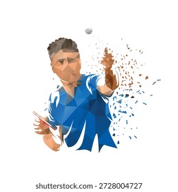 Tischtennisspieler, Low-Poly, einzelne Vektorgrafik. Sport