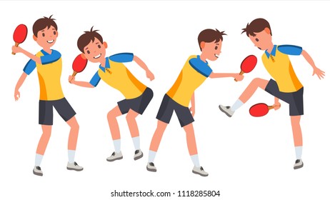 Table Tennis Player Male Vector. Game Match. Ping Pong. Isolated Flat Cartoon Character Illustration