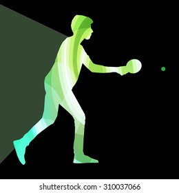Table tennis player man silhouette illustration vector background colorful concept made of transparent curved shapes