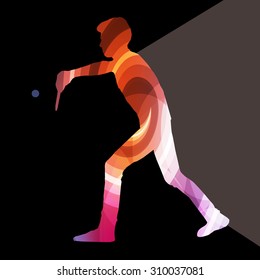 Table tennis player man silhouette illustration vector background colorful concept made of transparent curved shapes