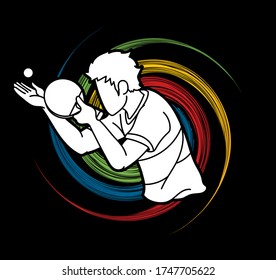 Table tennis player, Ping pong action cartoon graphic vector