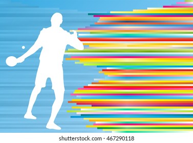 Table tennis player ping pong game vector abstract background illustration with colorful lines on blue