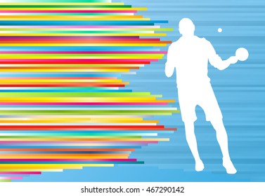 Table tennis player ping pong game vector abstract background illustration with colorful lines on blue