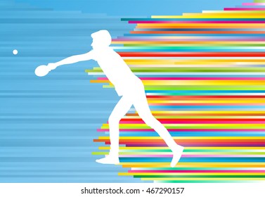 Table tennis player ping pong game vector abstract background illustration with colorful lines on blue