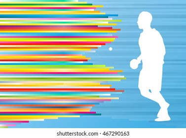 Table tennis player ping pong game vector abstract background illustration with colorful lines on blue