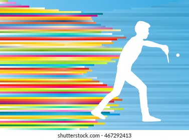 Table tennis player ping pong game vector abstract background illustration with colorful lines on blue