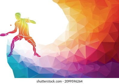 Table tennis player. Ping-pong vector polygonal illustration