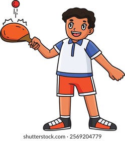 Table Tennis Player Practicing Cartoon Clipart