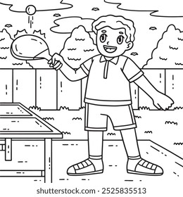 Table Tennis Player Practicing Coloring Page 