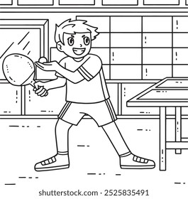 Table Tennis Player Ready to Serve Ball Coloring