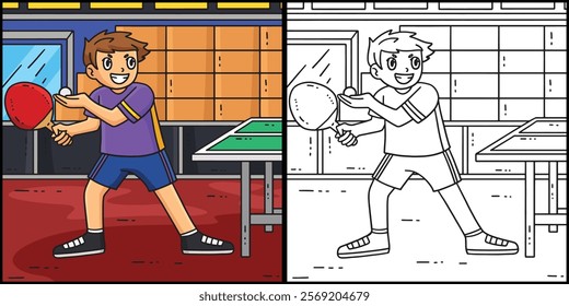 Table Tennis Player Serving the Ball Illustration