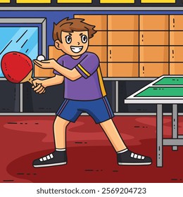 Table Tennis Player Serving the Ball Colored 