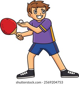 Table Tennis Player Serving Ball Cartoon Clipart