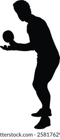 Table Tennis Player Silhouette on White Background. Vector Black Illustration.