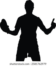 Table Tennis Player Silhouette on White Background. Vector Black Illustration.