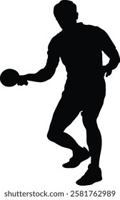 Table Tennis Player Silhouette on White Background. Vector Black Illustration.