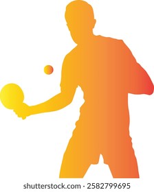 Table Tennis Player Silhouette on White Background. Vector Illustration in Colorful Design.