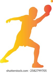 Table Tennis Player Silhouette on White Background. Vector Illustration in Colorful Design.