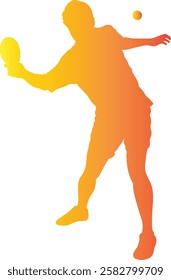 Table Tennis Player Silhouette on White Background. Vector Illustration in Colorful Design.