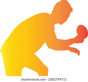 Table Tennis Player Silhouette on White Background. Vector Illustration in Colorful Design.