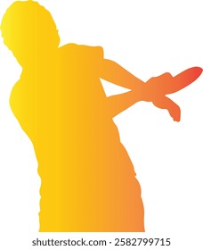 Table Tennis Player Silhouette on White Background. Vector Illustration in Colorful Design.