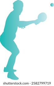 Table Tennis Player Silhouette on White Background. Vector Illustration in Colorful Design.