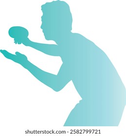 Table Tennis Player Silhouette on White Background. Vector Illustration in Colorful Design.