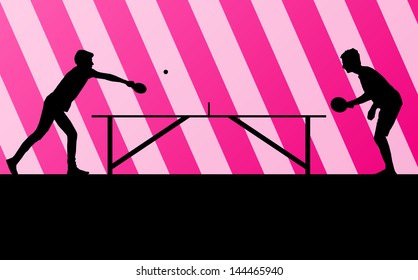 Table tennis player silhouette ping pong vector background