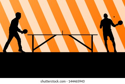 Table tennis player silhouette ping pong vector background