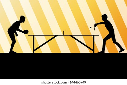 Table tennis player silhouette ping pong vector background