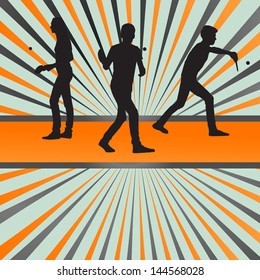 Table tennis player silhouette ping pong vector burst background