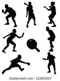Table tennis player silhouette-vector