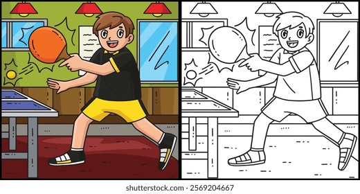 Table Tennis Player Smashing the Ball Illustration