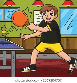 Table Tennis Player Smashing the Ball Colored 