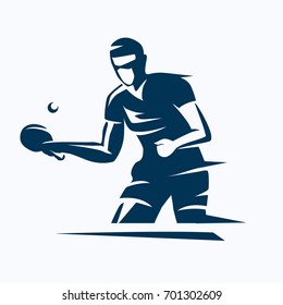 table tennis player stylized vector silhouette, ping pong logo template