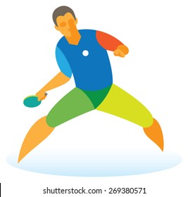 Table tennis player takes ball of opponent