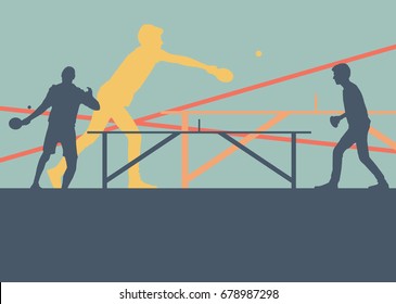 Table tennis player vector abstract background