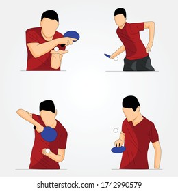 Table tennis player vector figure, Ping-pong, badminton. Set of different table tennis player illustrations on white background.