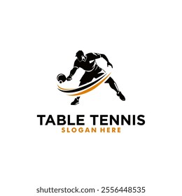 Table tennis player vector logo design