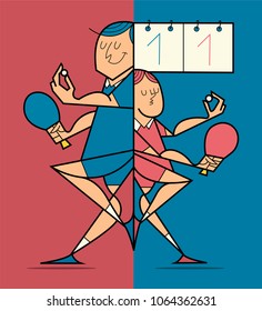 table tennis players, vector illustration