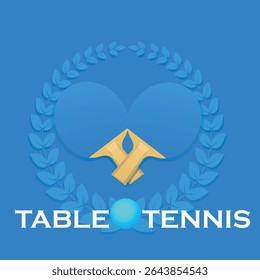 Table tennis poster, ping pong competition banner, two rackets, ball. Vector graphics flat, signboard sports school, tennis sport club, hobby