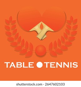 Table tennis poster, ping pong tournament, poster design flat style, orange colors. Vector graphics competition design, tennis sport club, active hobby, sport