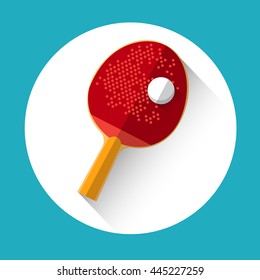 Table Tennis Racket Ball Equipment Sport Icon Flat Vector Illustration