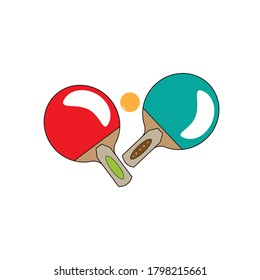 Table tennis racket and ball icon color design vector illustration