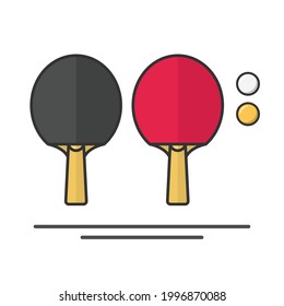 Table tennis racket with ball icon in flat style isolated on white background. Sport symbol vector illustration