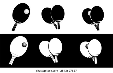 Table tennis racket and ball icon with different angles. Vector illustration