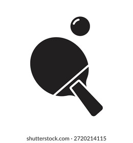 Table tennis racket ball icon symbol solid glyph vector for table tennis sport game and indoor match tournament competition equipment